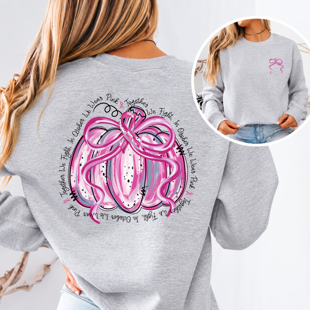 In October We Wear Pink Pumpkin Breast Cancer Awareness T-Shirt & Sweatshirt
