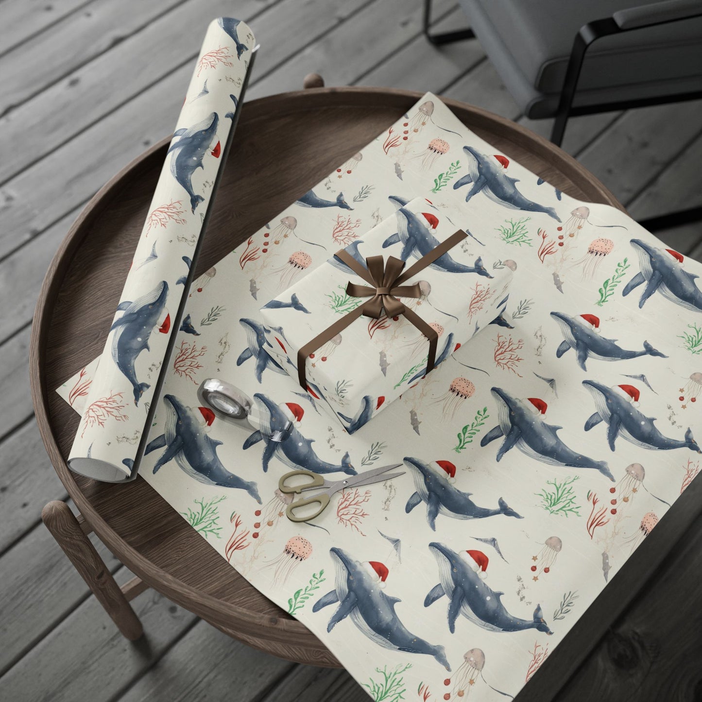 Whimsical Christmas Whale (Wrapping Papper)