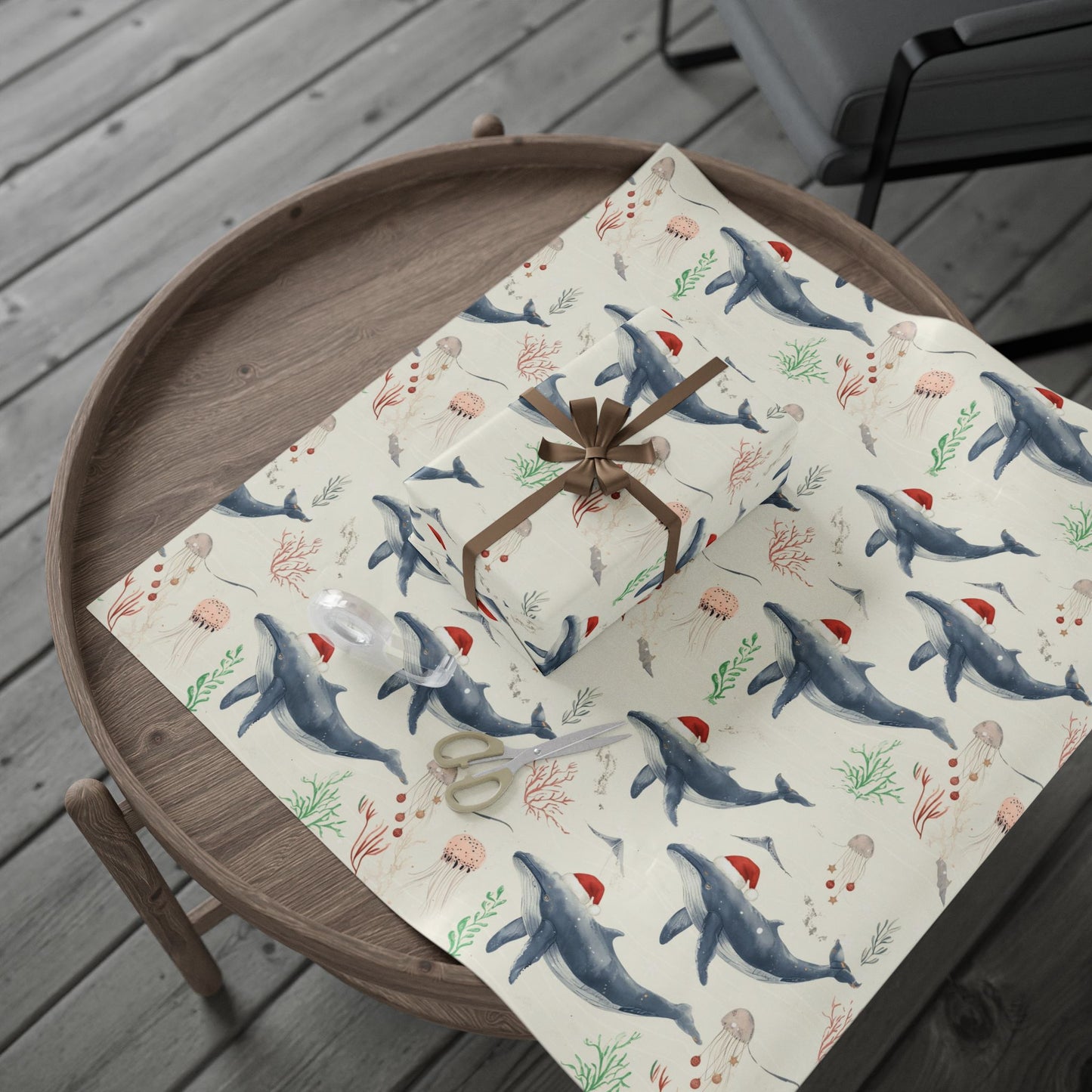 Whimsical Christmas Whale (Wrapping Papper)