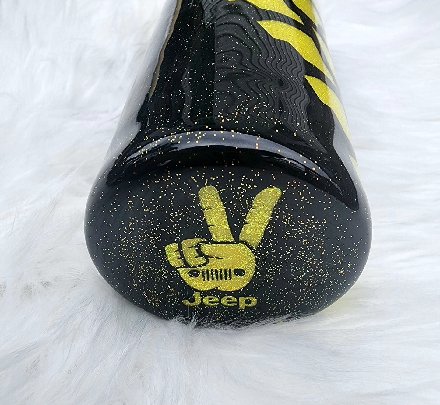 Yellow Custom Jeep Glitter Tumbler 20oz | Jeep Lover Stainless Steel Travel Cup