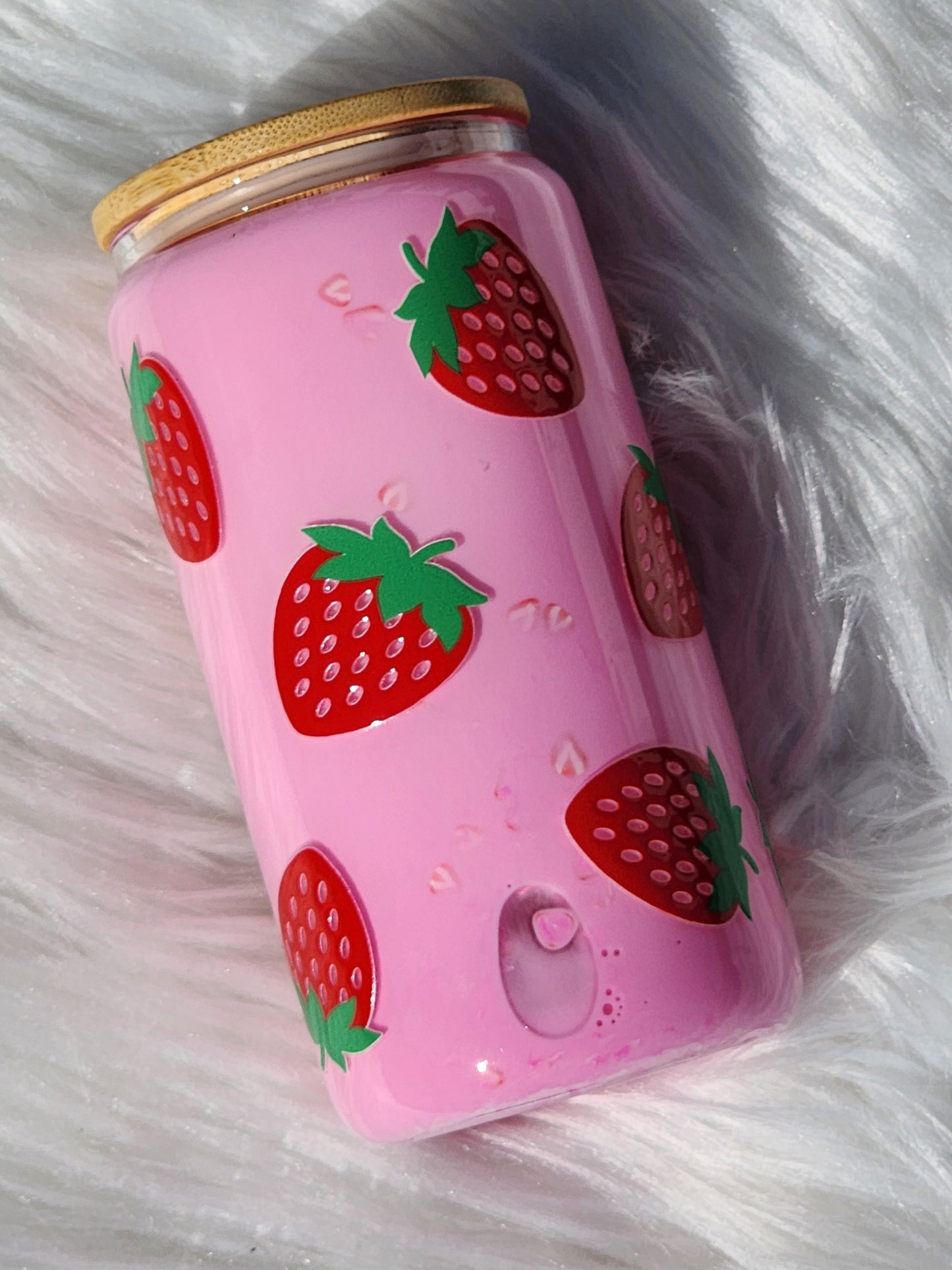 Tis so sweet trust in Jesus Strawberry Milk Glass Can