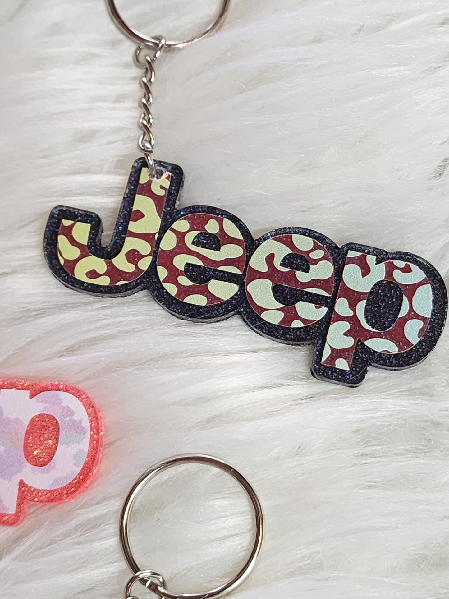 Glitter Acrylic Jeep Keychain | Custom Off-Road Key Ring
