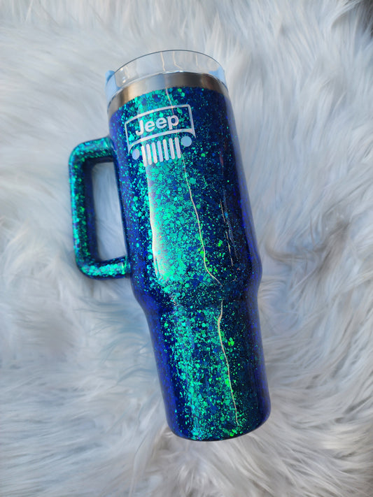 Sparkly off-road Jeep tumbler for adventure lovers