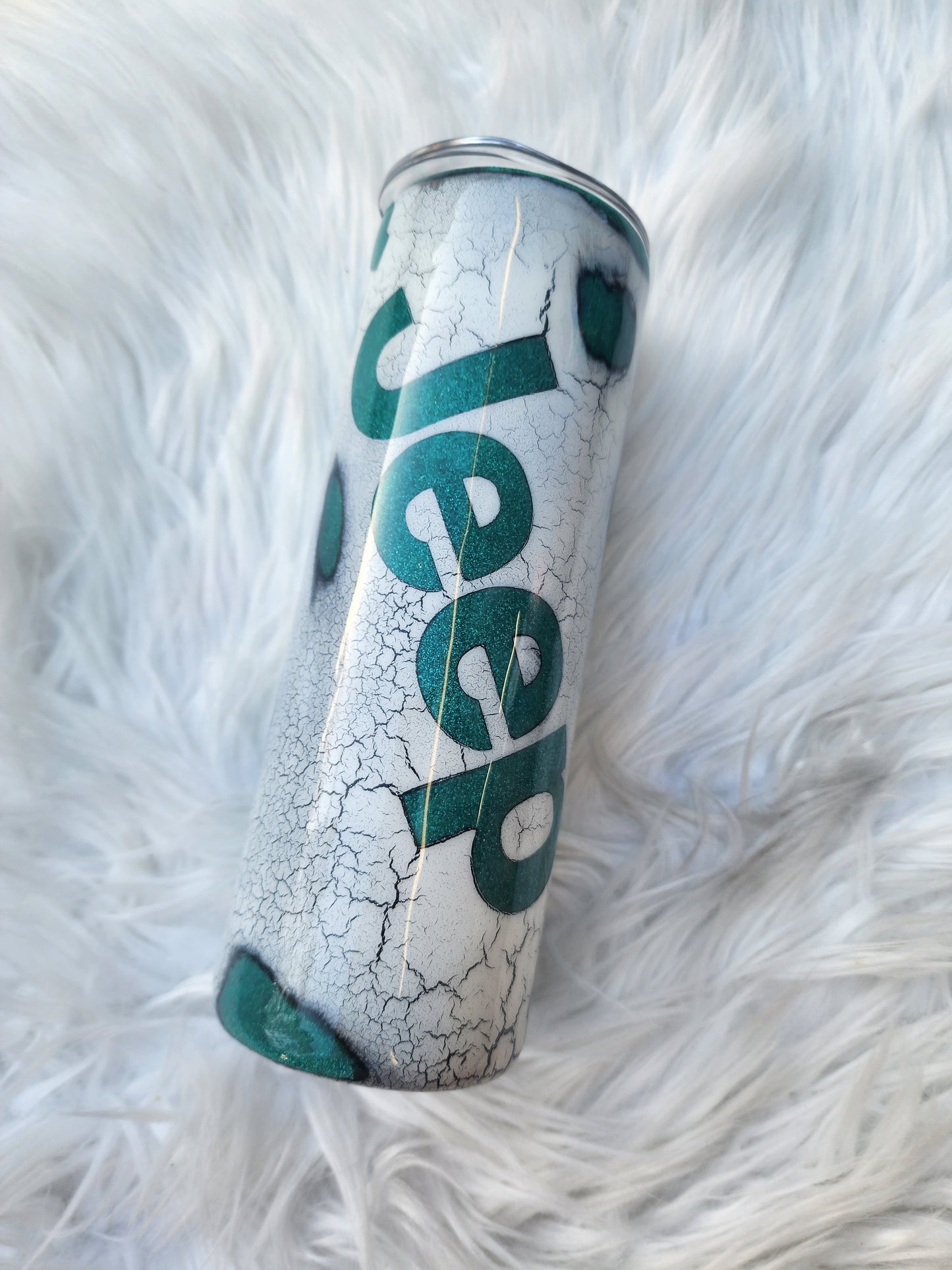 20oz Skinny Teal Crackle Jeep Tumbler