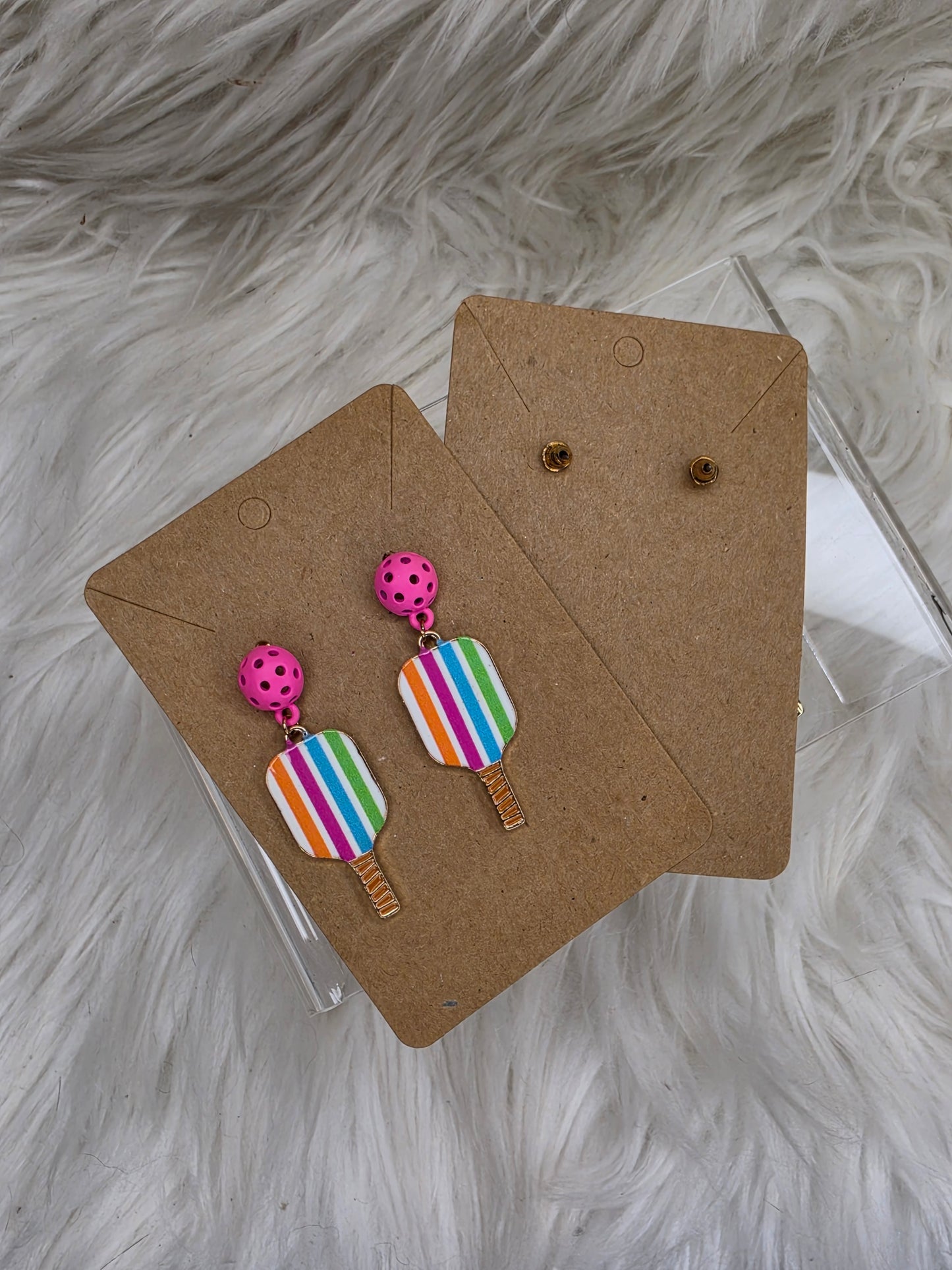 Pink Pickleball Paddle Earrings | Fun Pickleball Jewelry | Lightweight Dangle Earrings for Pickleball Lovers