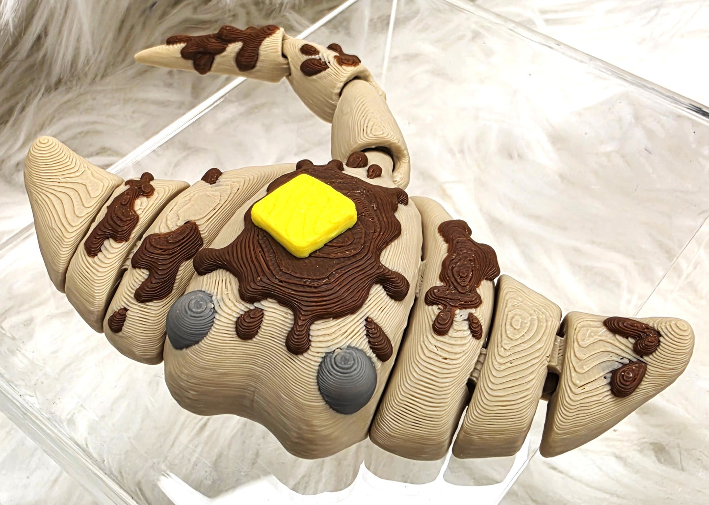 3D Printed Flappy Jack Pancake Stingray Articulated Fidget Toy with Butter and Syrup