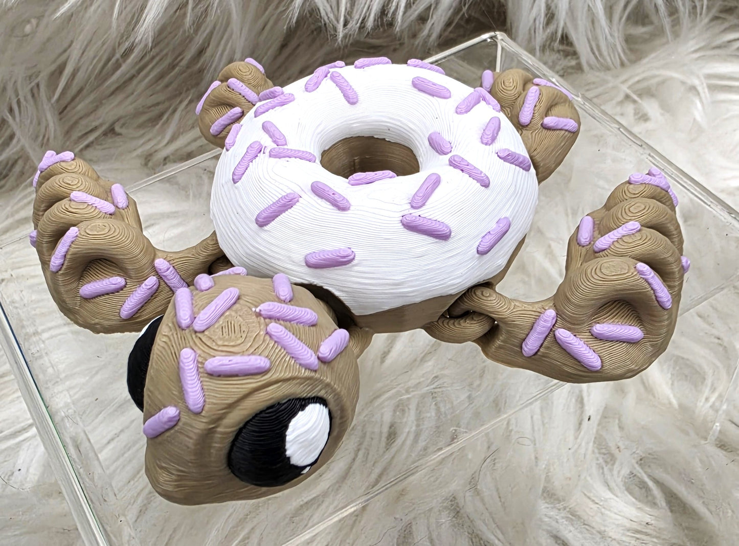 3D Printed Donut Turtle Articulated Fidget Toy with Sprinkles | Cute Turtle Collectible
