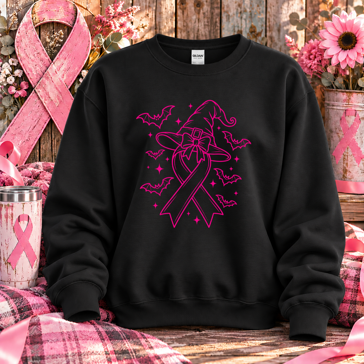 Pink Witch Breast Cancer Awareness T-Shirt & Sweatshirt