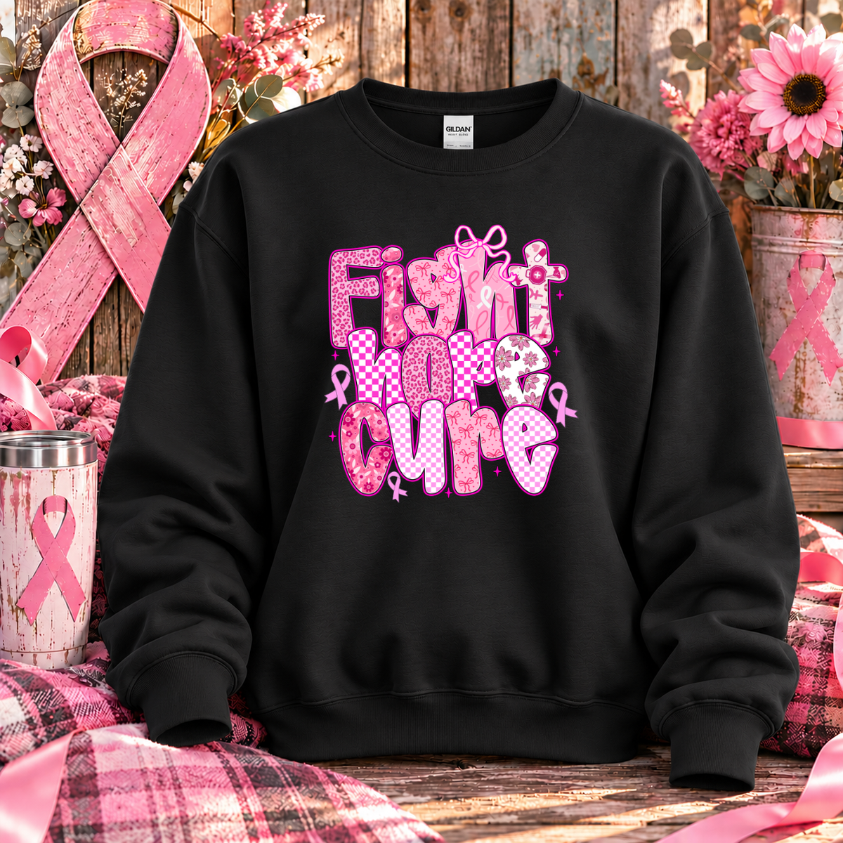Fight Hope Cure Breast Cancer Awareness T-Shirt & Sweatshirt