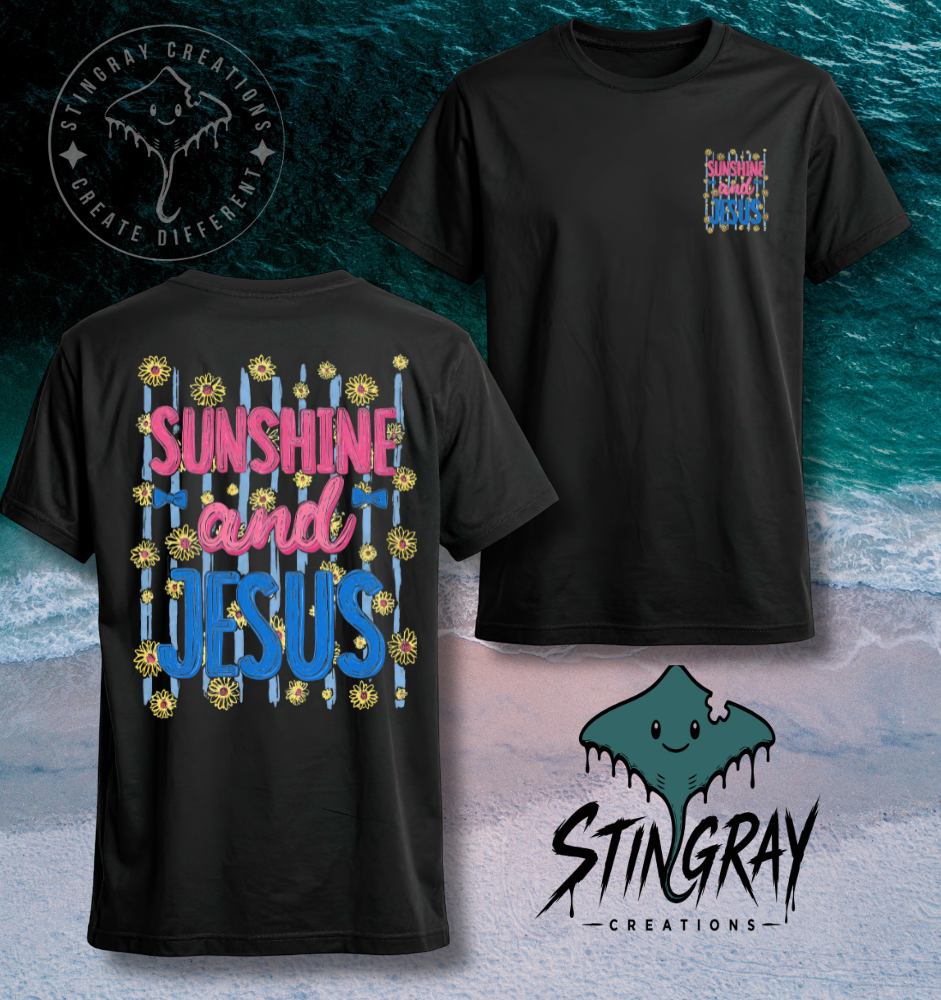 Christian Summer Shirt | Sunshine and Jesus Graphic Tee | Faith Based Boutique T Shirt