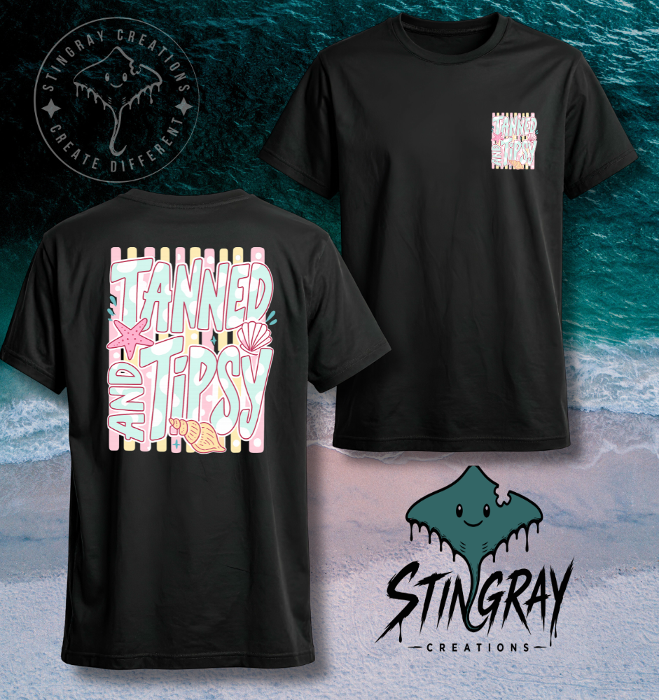 Tanned and Tipsy Beach Shirt | Cute Summer Graphic Tee | Beach Vacation Shirt