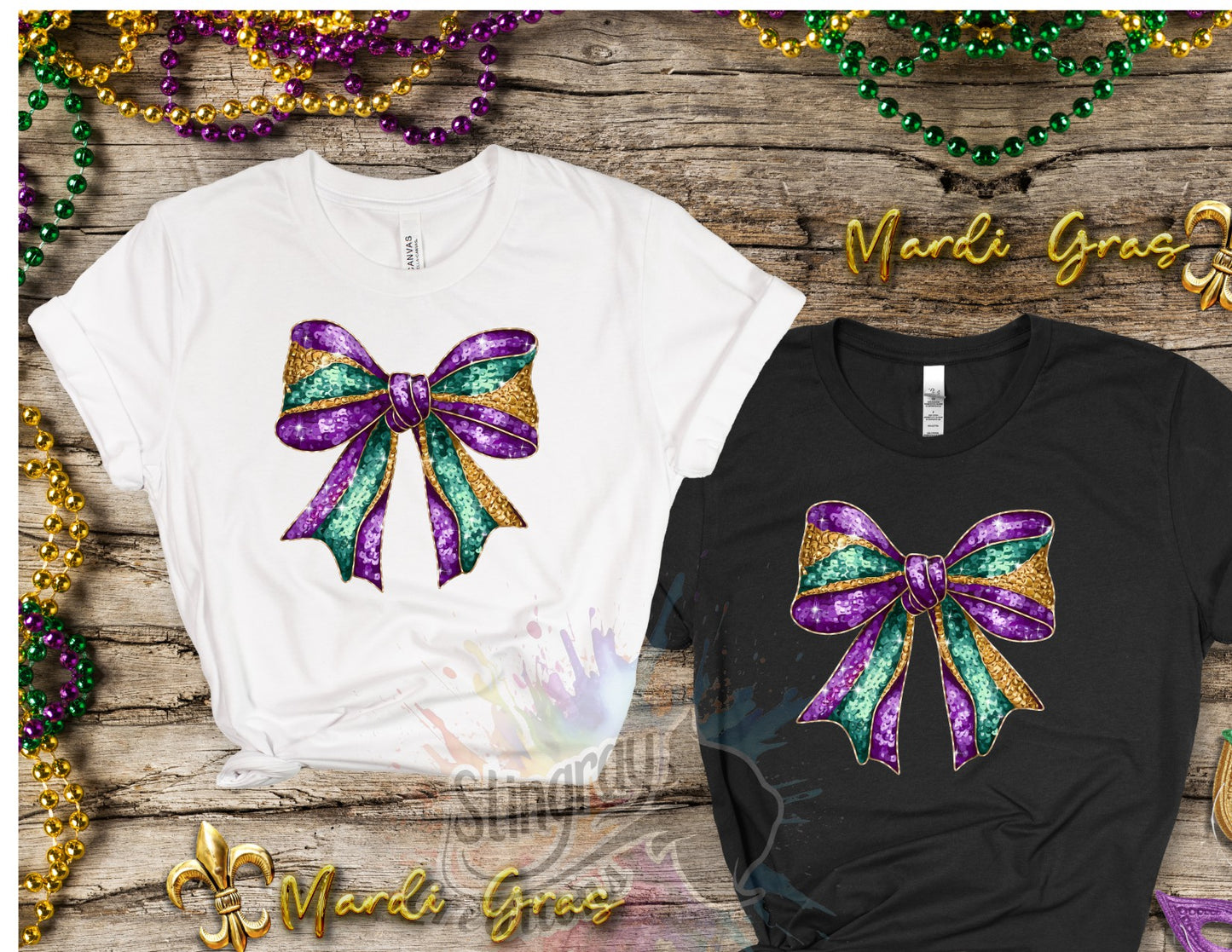 Mardi Gras Faux Sequen Bow