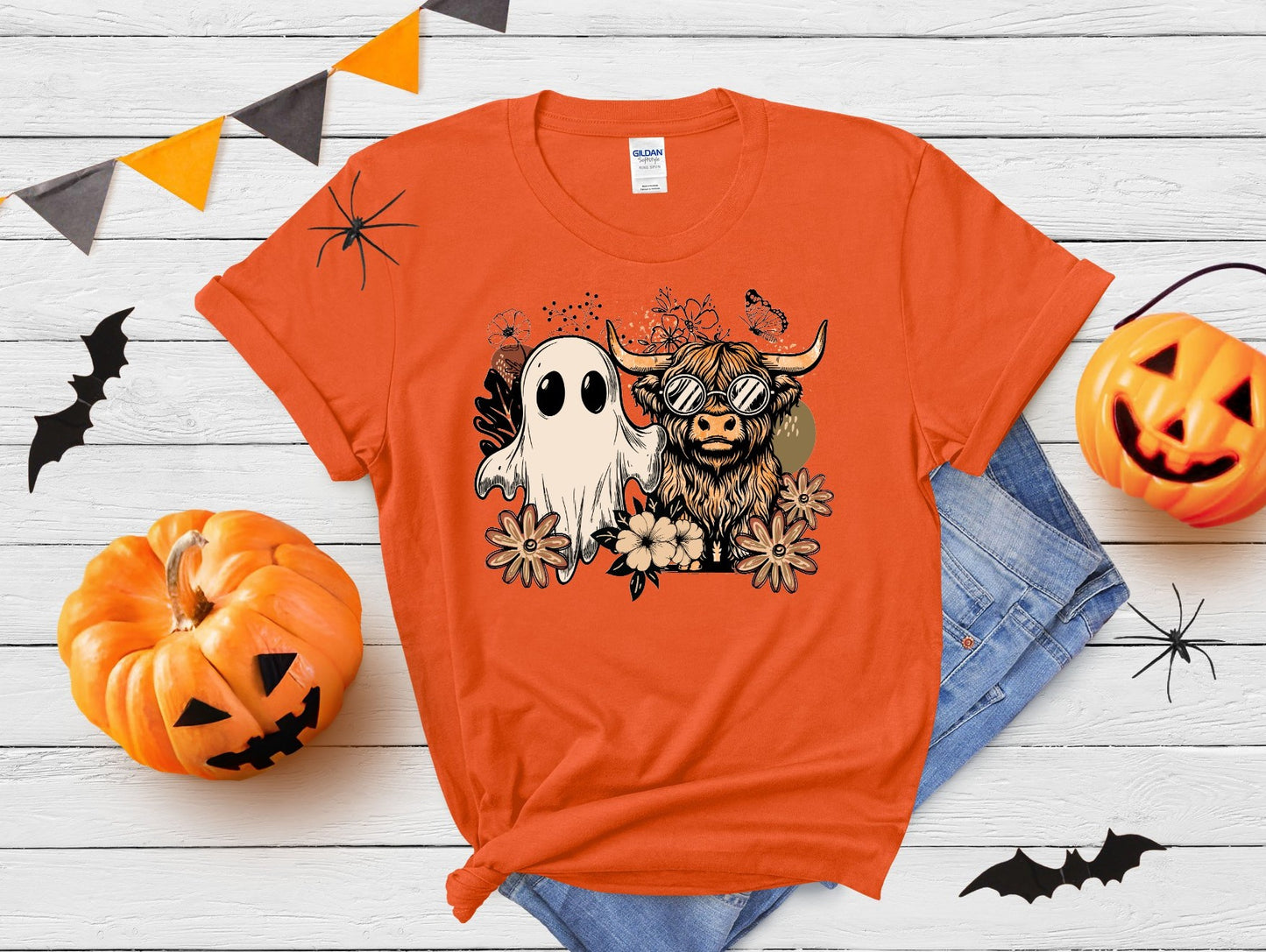Boho Boo Halloween Highland Cow