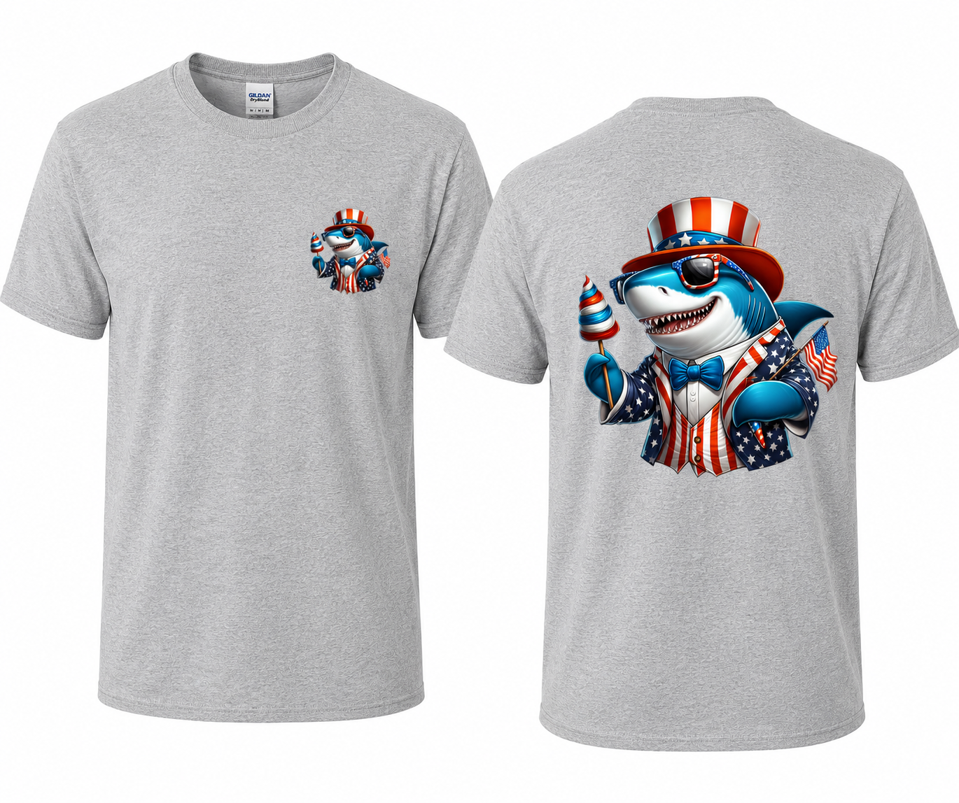 Patriotic Shark T-Shirt | Uncle Sam Shark Graphic Tee | 4th of July Beach Shirt