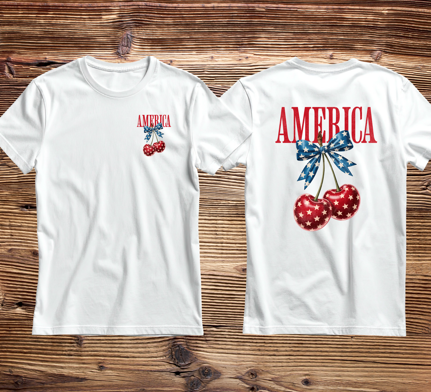 America Cherry Patriotic Graphic Tee | Fourth of July Shirt