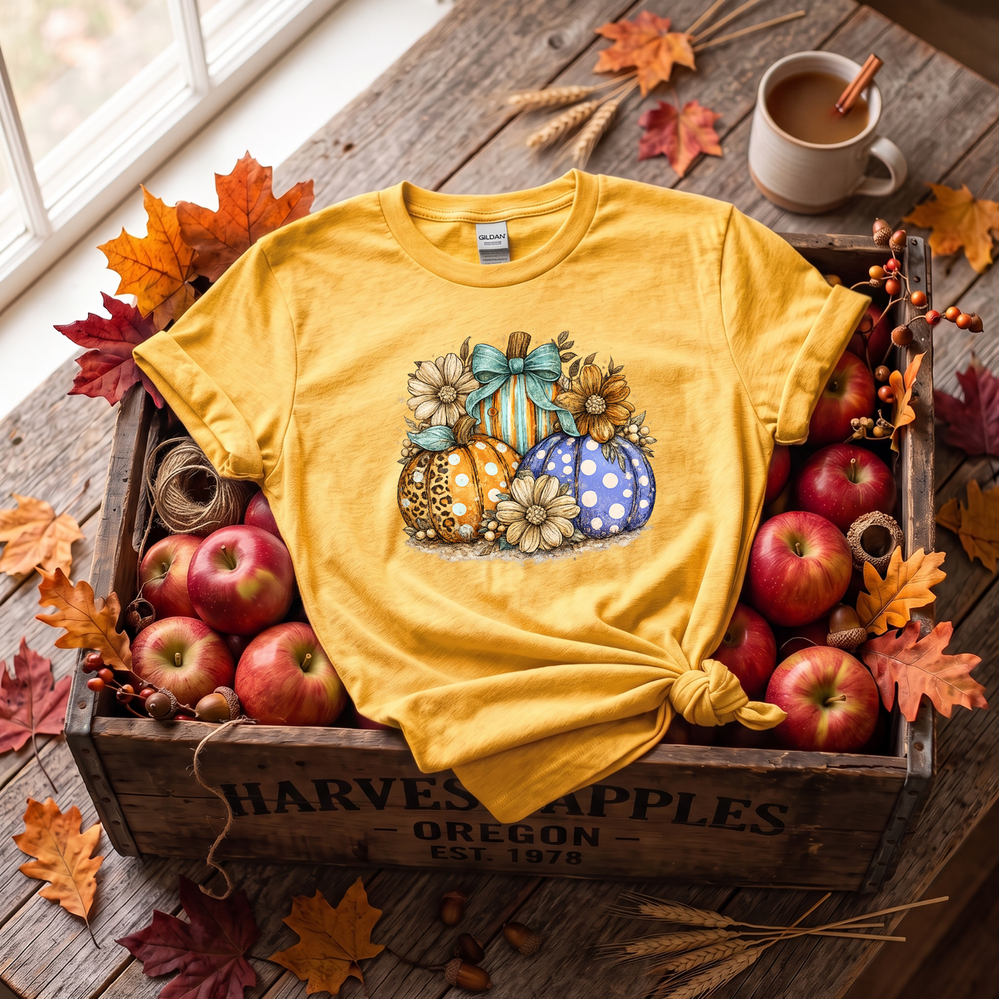 Fall Pumpkins & Flowers Shirt | Cute Autumn T-Shirt or Crewneck Sweatshirt