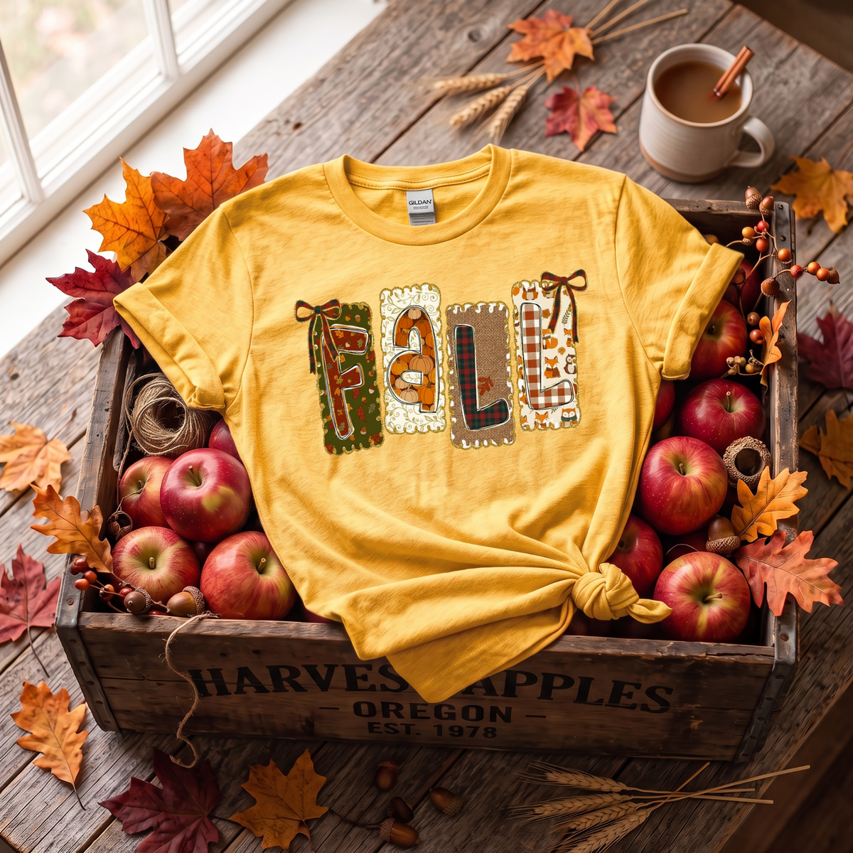 Patchwork Fall Crewneck Sweatshirt | Cozy Autumn Graphic Sweatshirt | Cute Fall Shirt