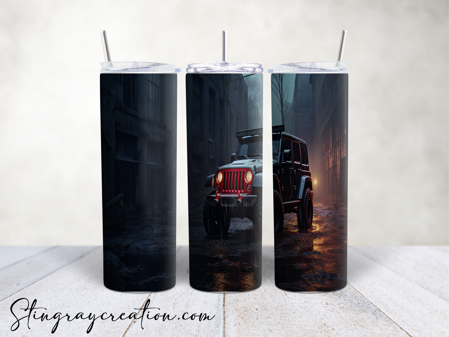 Jeep Off Road Tumbler | Dark Alley Adventure Skinny Tumbler with Straw