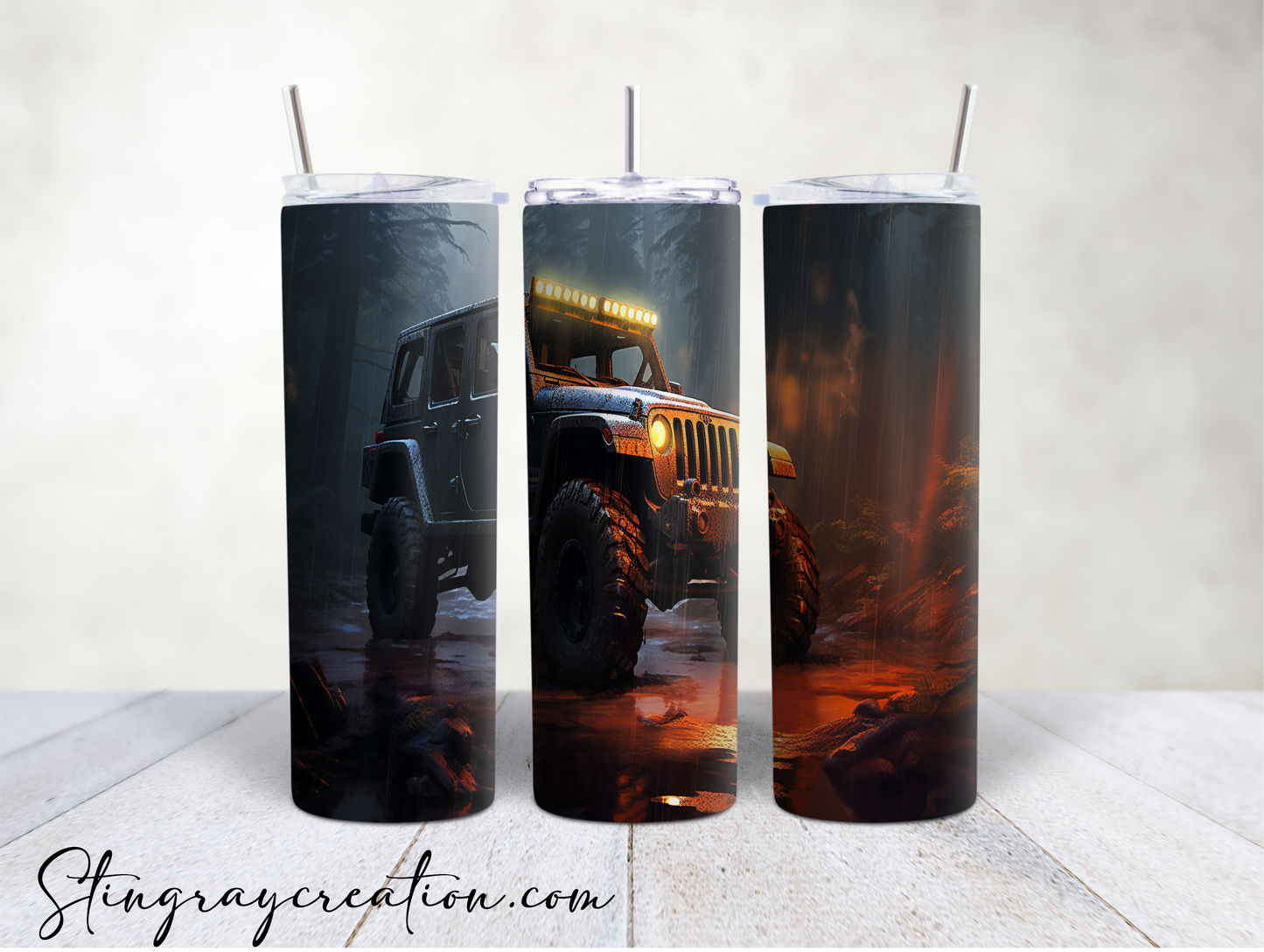 Jeep Off Road Tumbler | Night Trail Skinny Stainless Steel Travel Mug