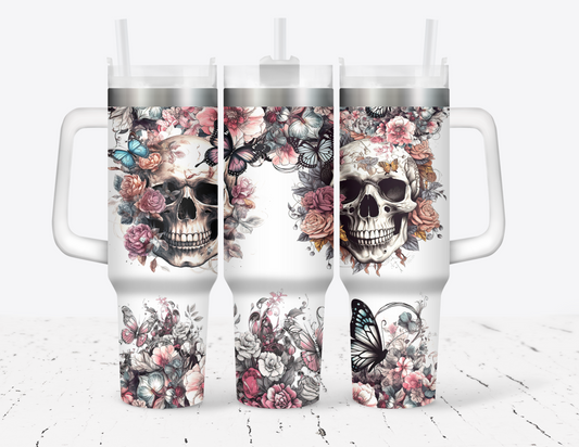 40oz Floral Skull