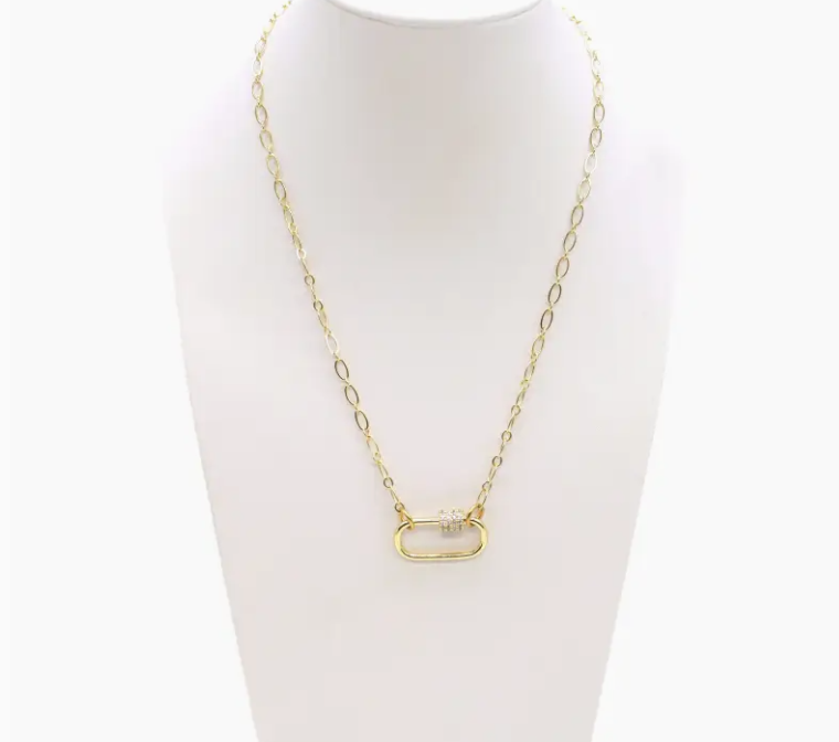 Gold Christine Necklace with Carbineer 16in