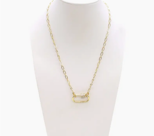 Gold Christine Necklace with Carbineer 16in