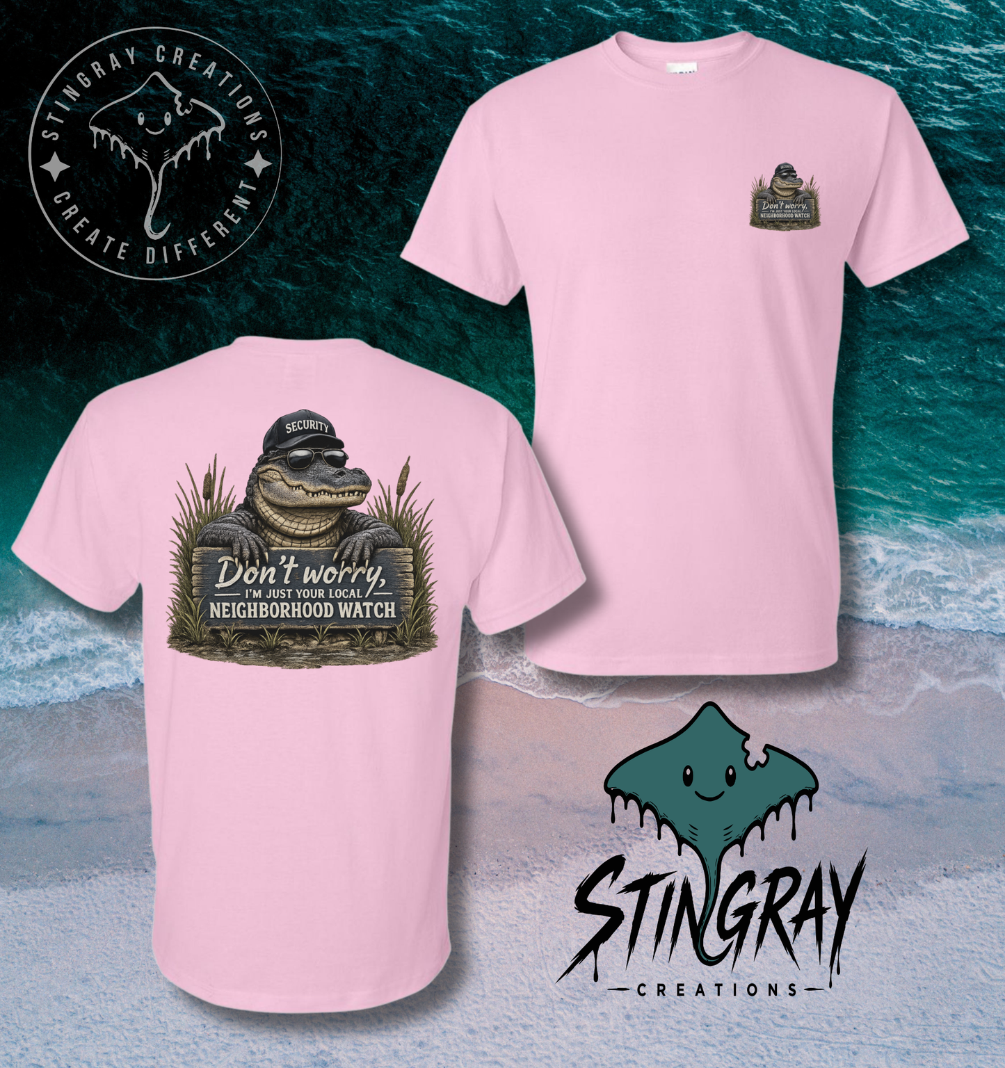 Don't Worry I'm Just Your Local Neighborhood Watch Alligator Shirt | Funny Southern Gator Tee