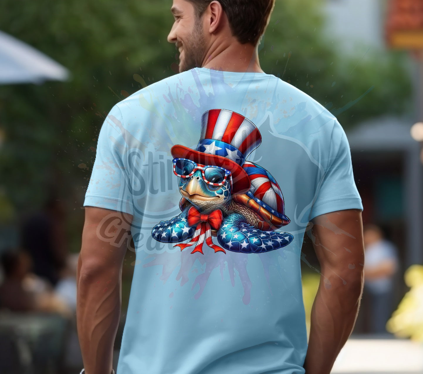 Patriotic Turtle with Top Hat