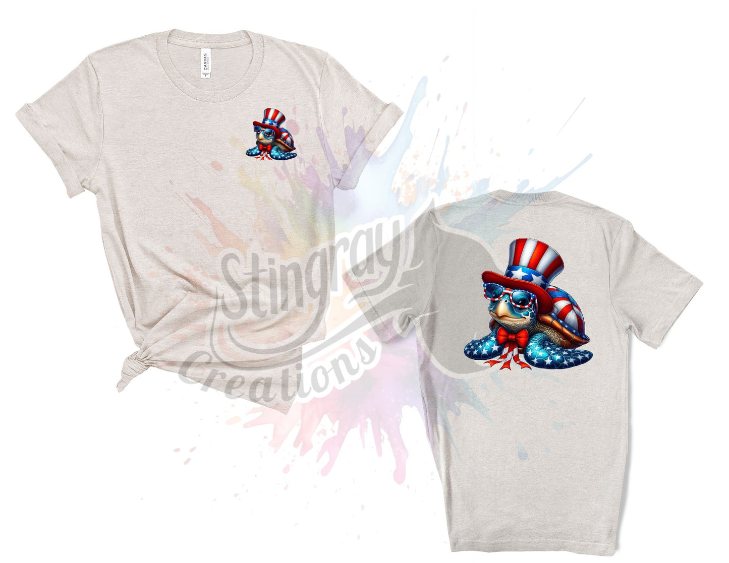 Patriotic Turtle with Top Hat