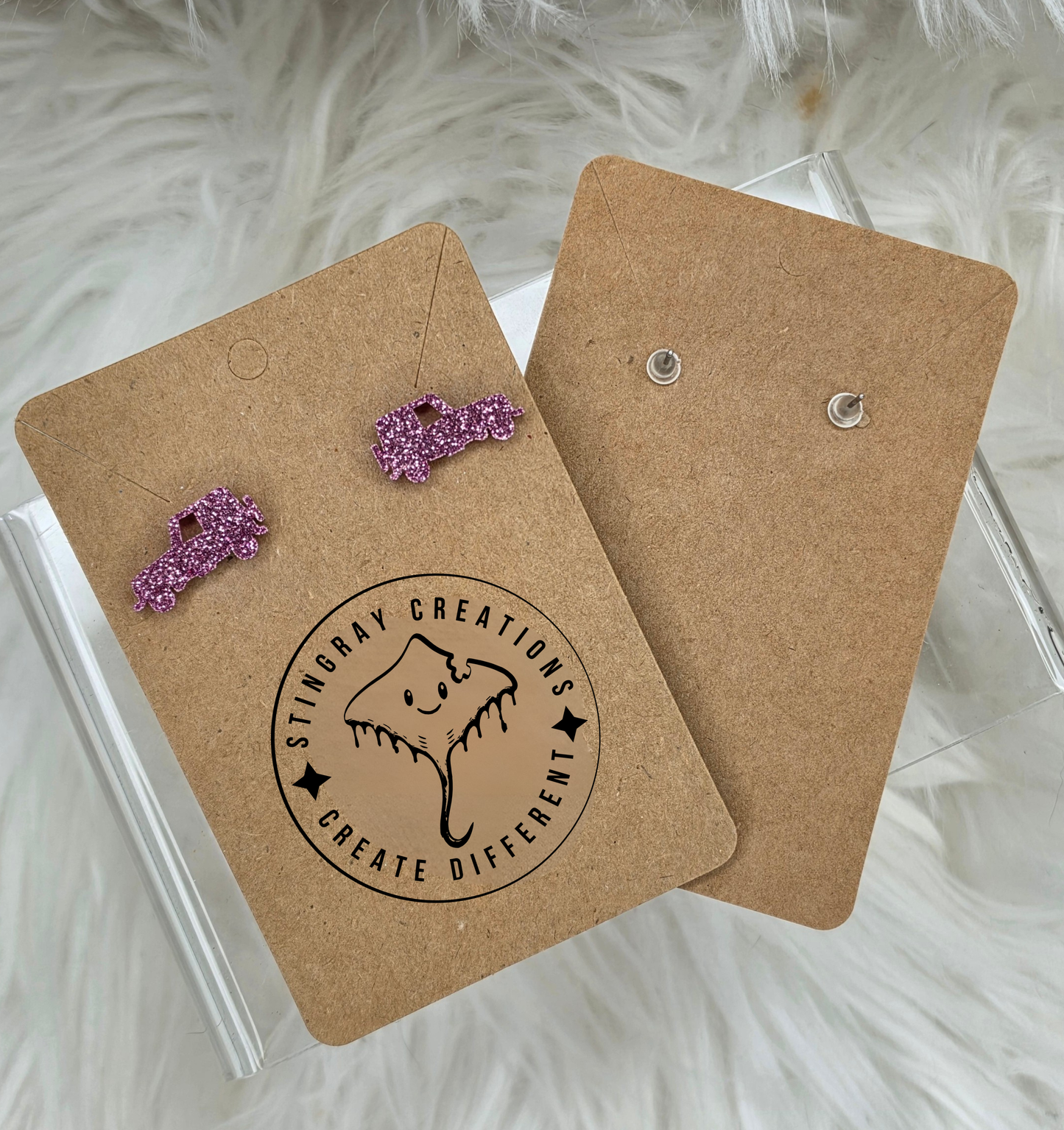 Pink Glitter Jeep Stud Earrings | Jeep Lover Earrings | Off Road Jewelry Gift for Women