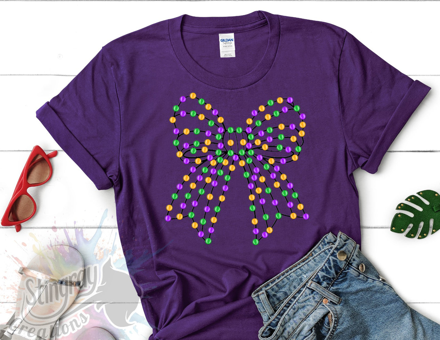 Mardi Gras Beaded Bow