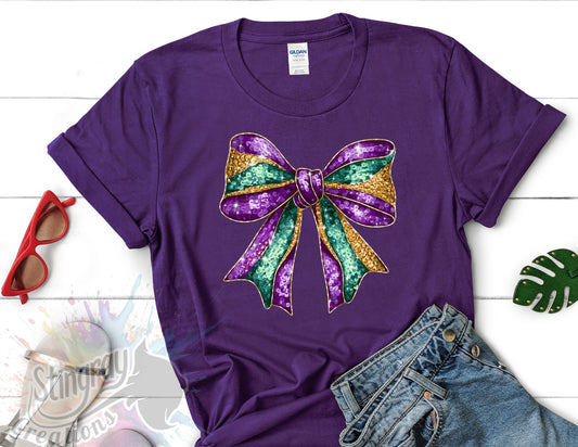 Mardi Gras Faux Sequen Bow