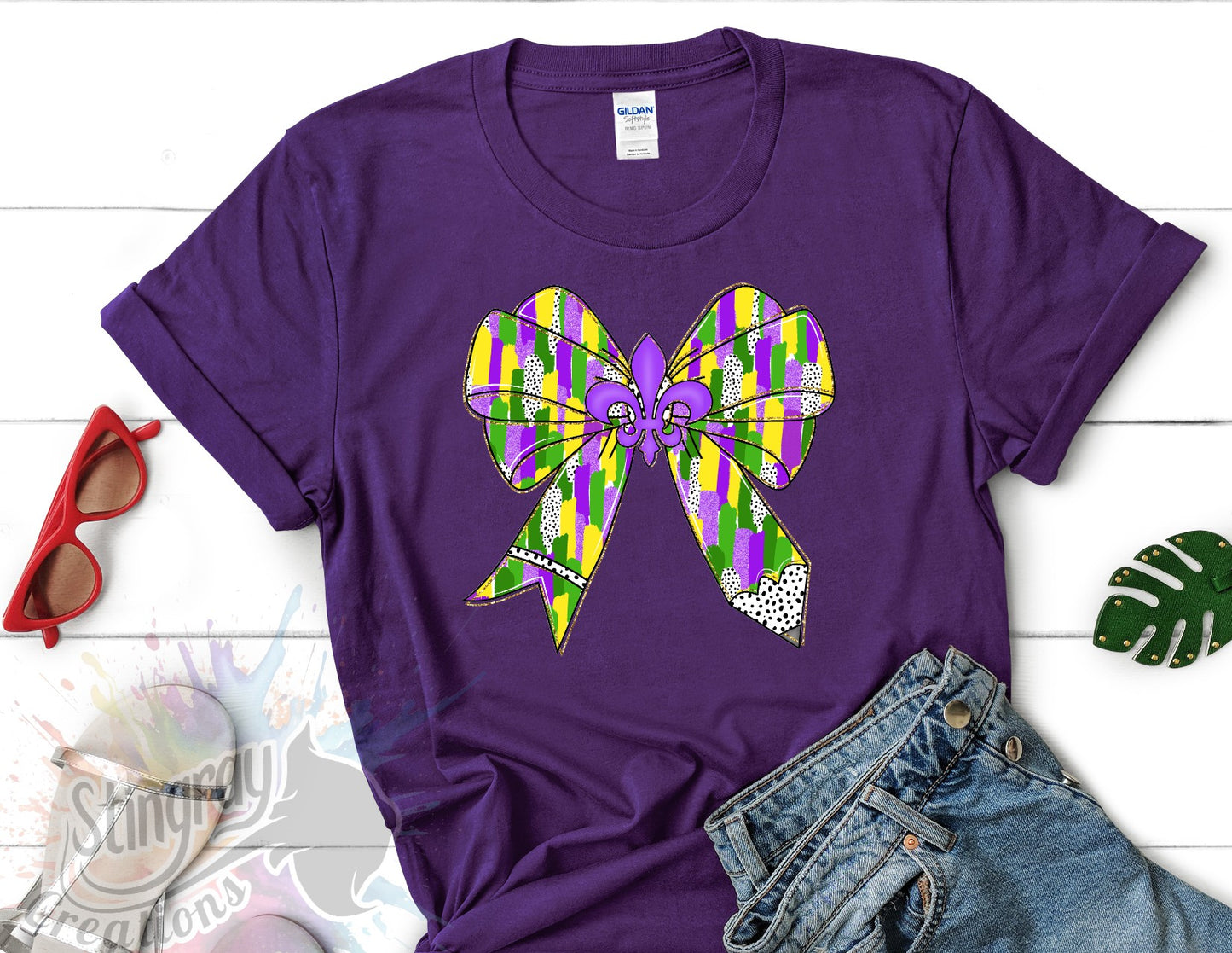 Mardi Gras Pencil Bow