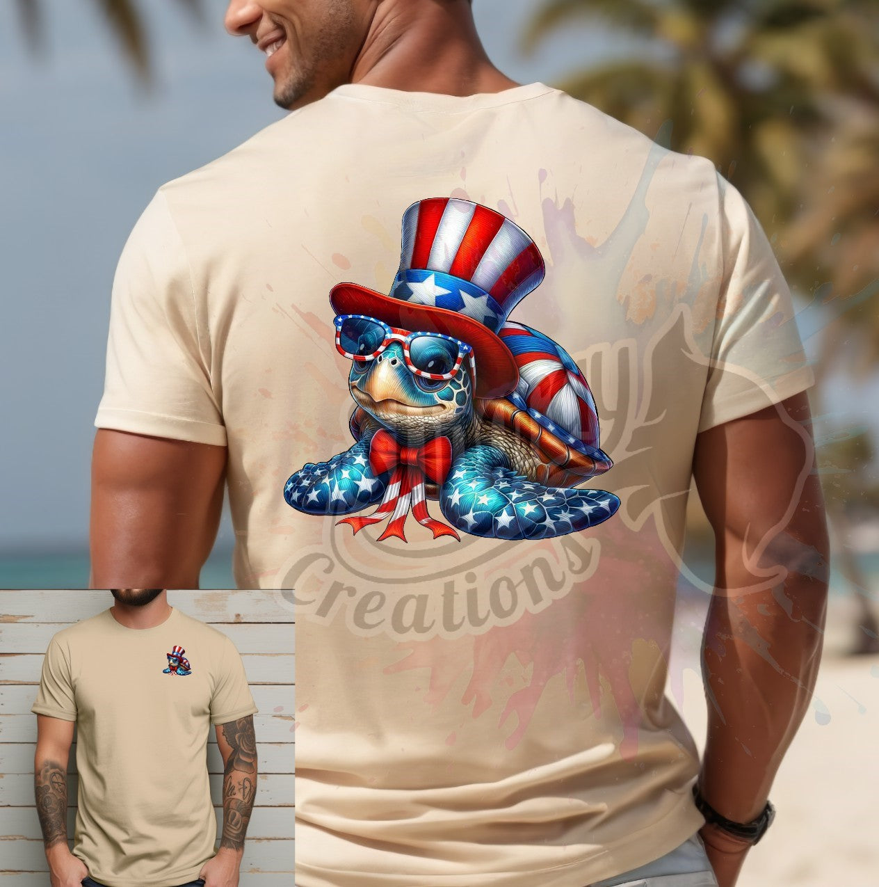 Patriotic Turtle with Top Hat