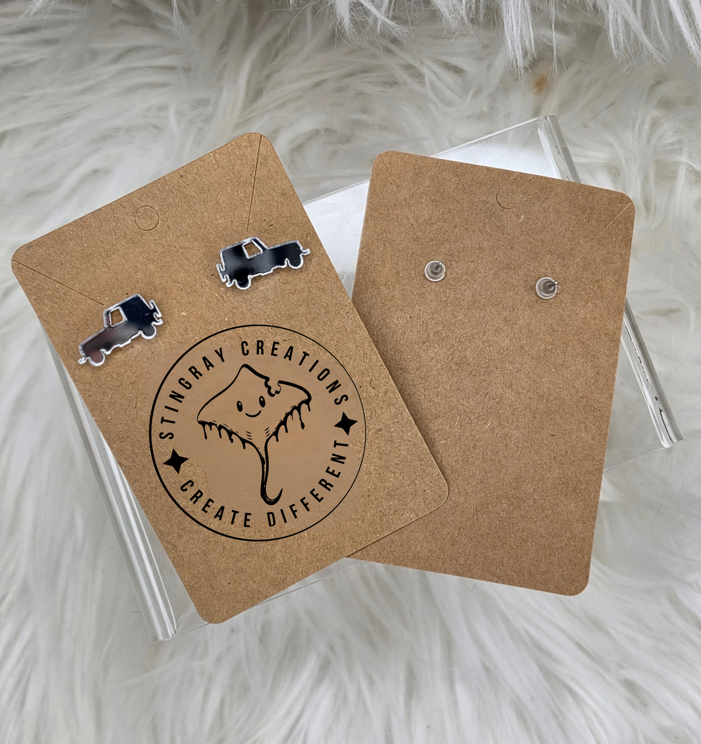 Silver Mirror Jeep Stud Earrings | Jeep Lover Earrings | Off Road Jewelry Gift for Women