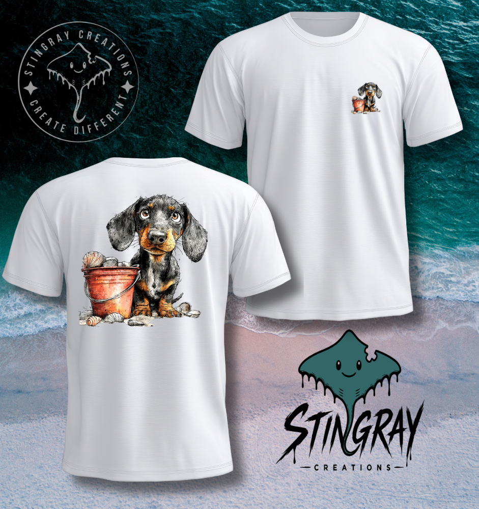 Dachshund Beach Shirt | Cute Wiener Dog Coastal Tee | Summer Dog Graphic T Shirt