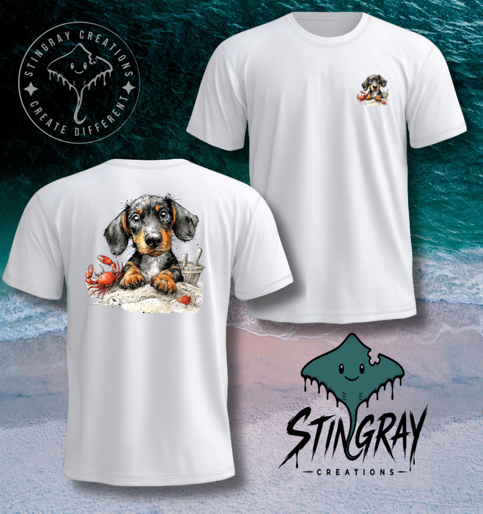 Dachshund Beach Shirt | Cute Wiener Dog Summer Tee | Coastal Dog Graphic T Shirt