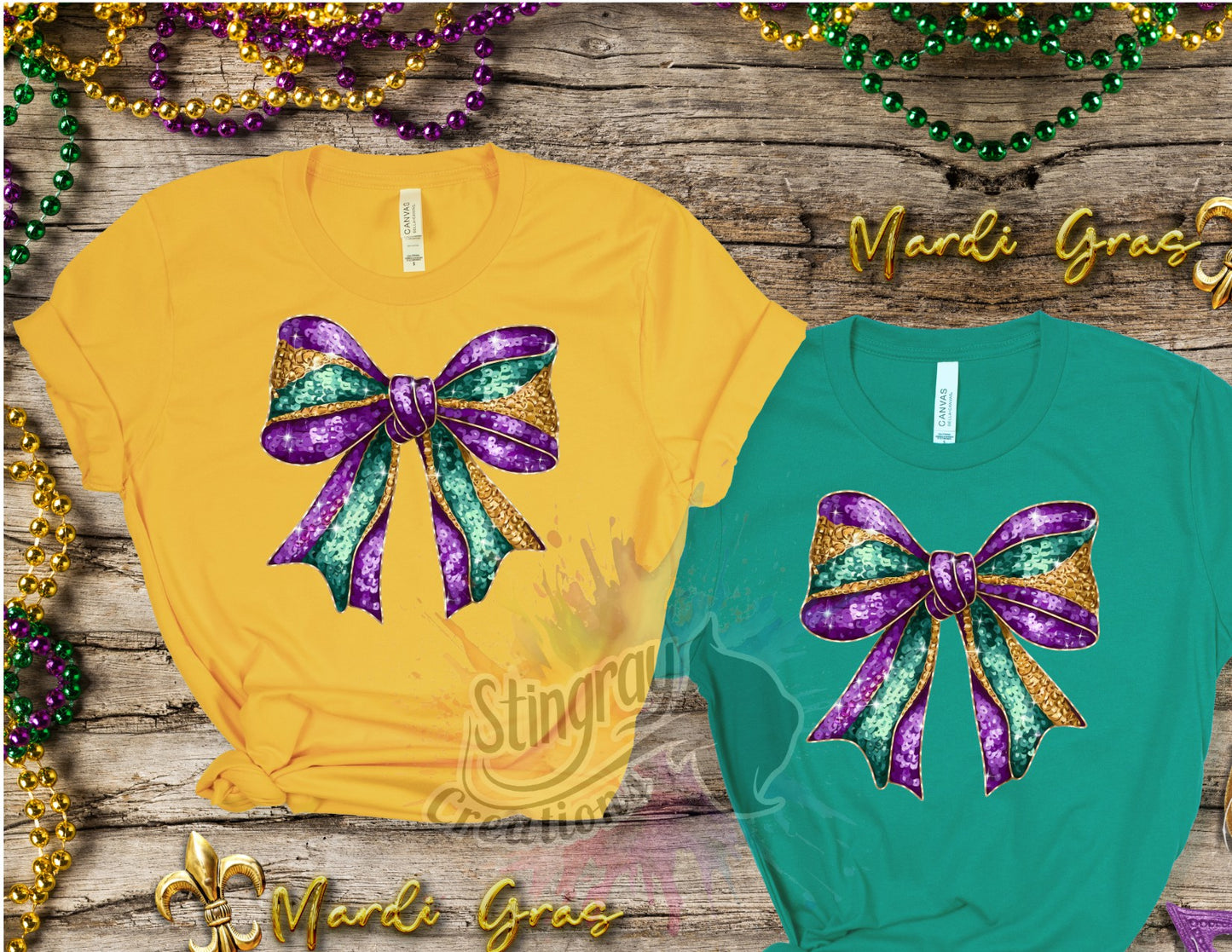 Mardi Gras Faux Sequen Bow