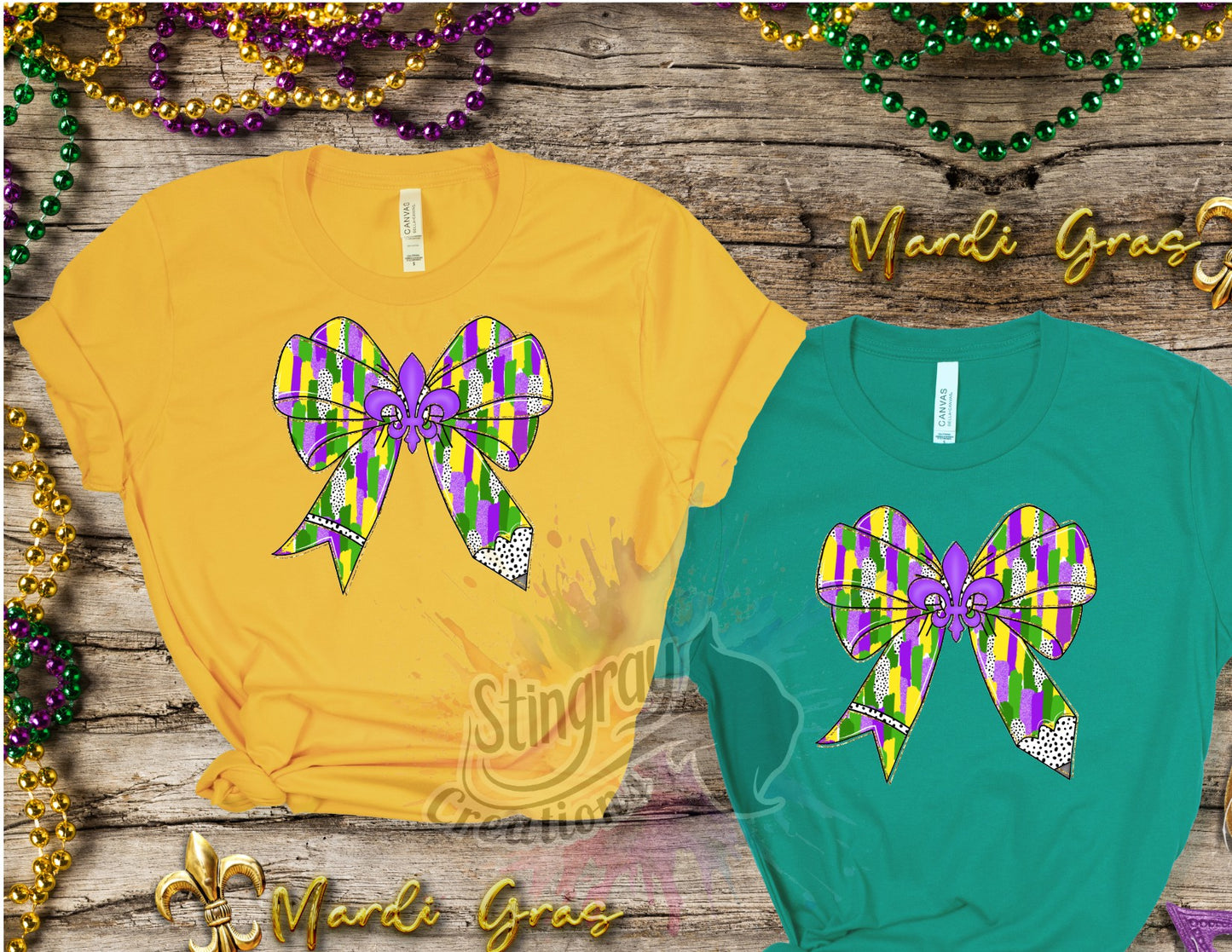 Mardi Gras Pencil Bow