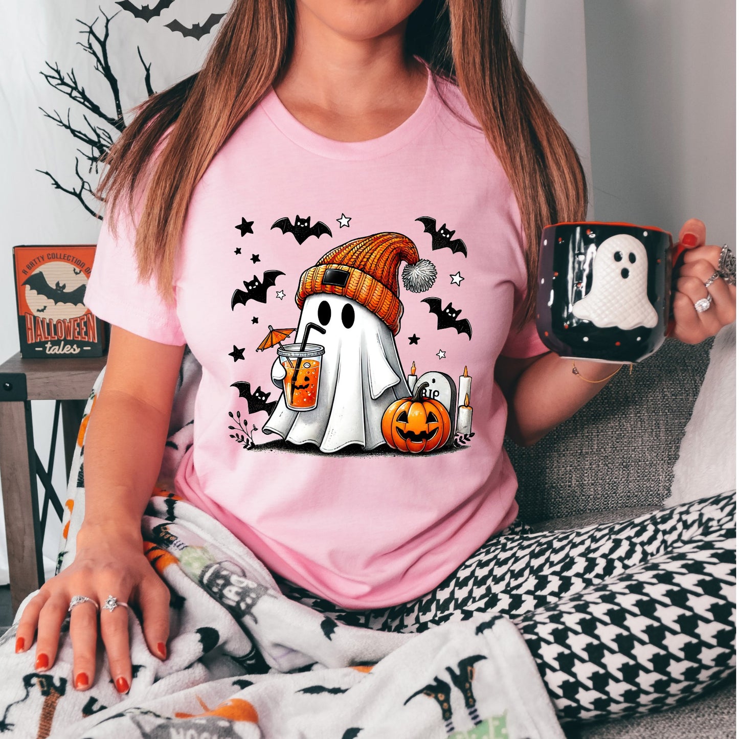 Cute Ghost Drinking Pumpkin Spice Tee