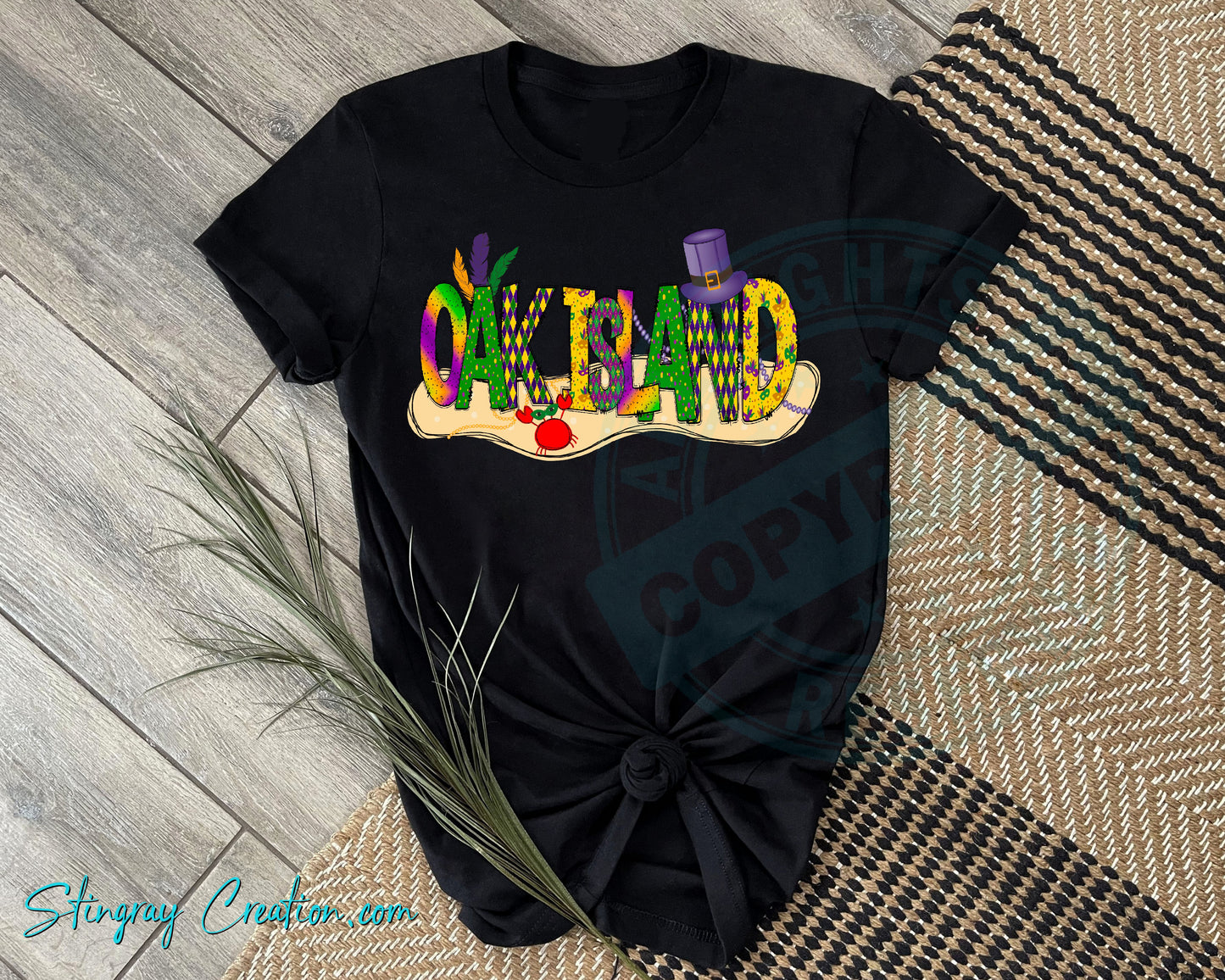Oak Island Mardi Gras Tee