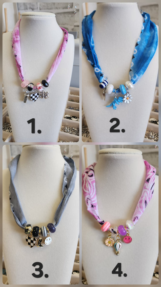 Stylish Bandana Necklace with beads and charms