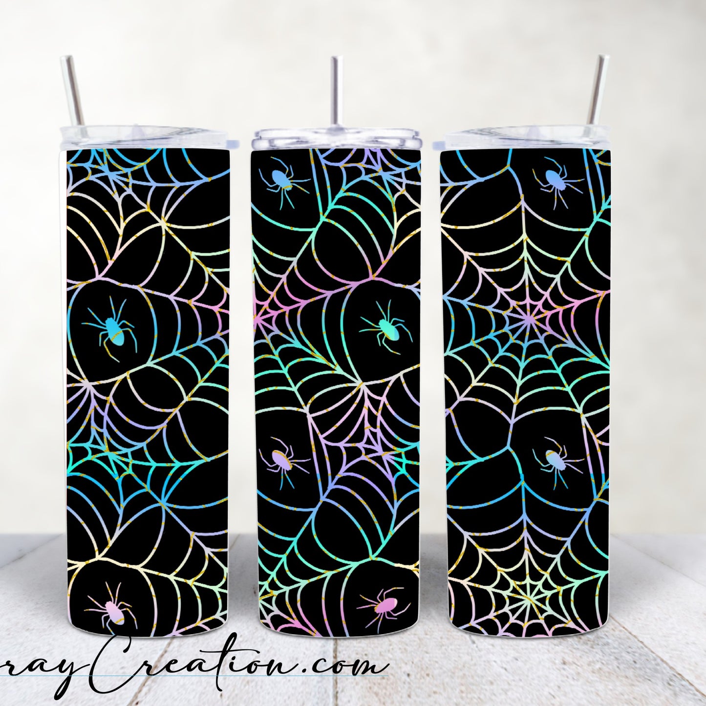 Pastel Spider Web Halloween Tumbler 20oz | Cute Spooky Spider & Web Cup