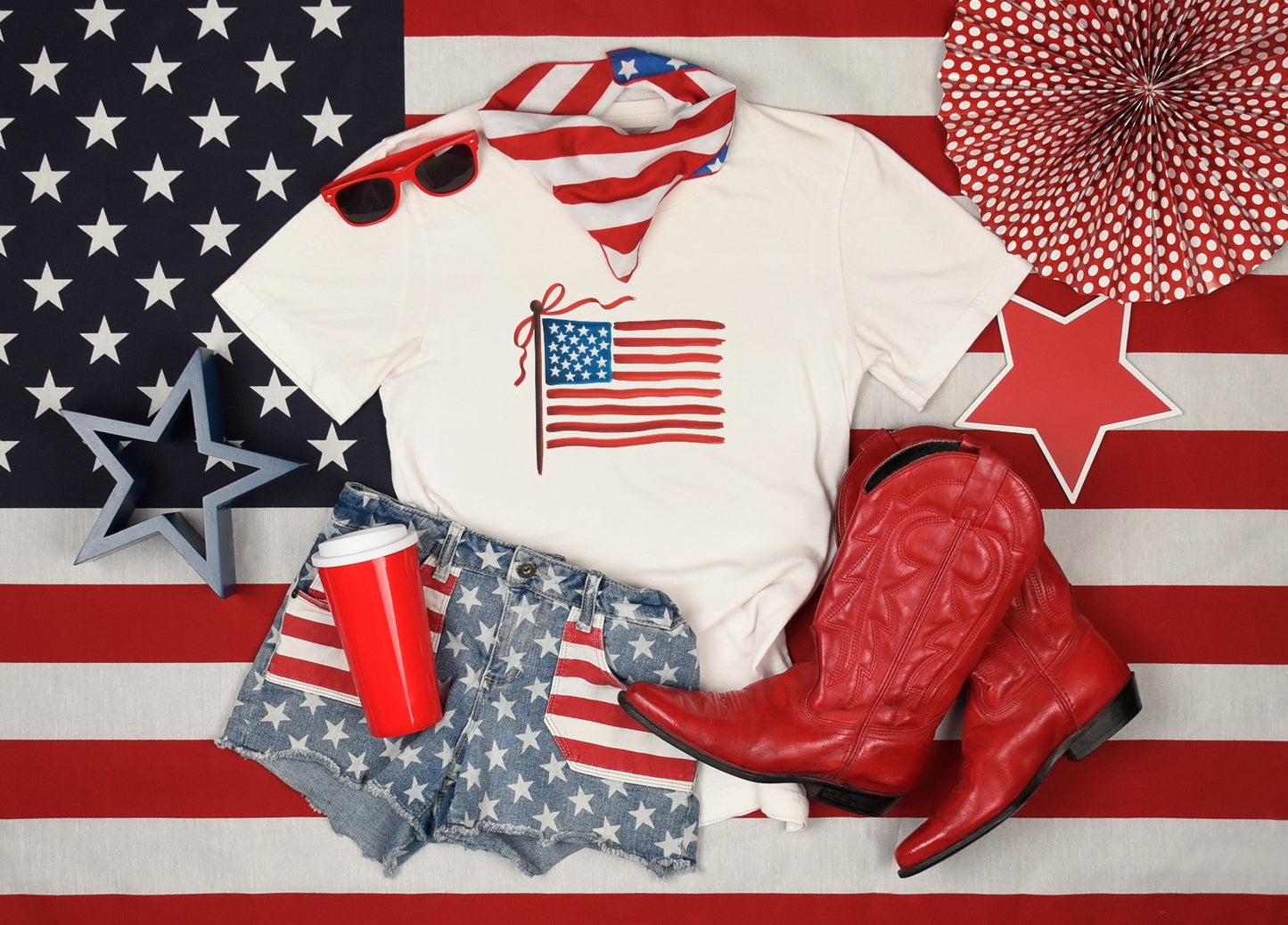 Painted American Flag Graphic Tee | Patriotic USA Shirt