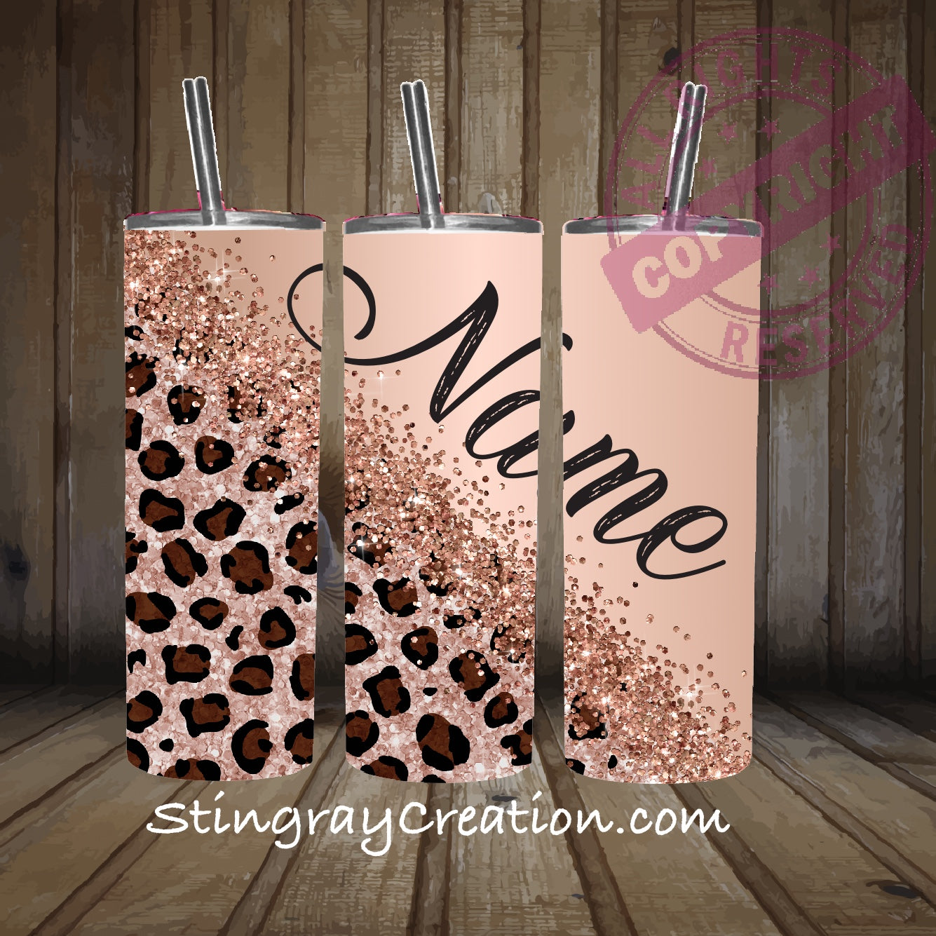 Rose Gold Leopard print (Add Name)