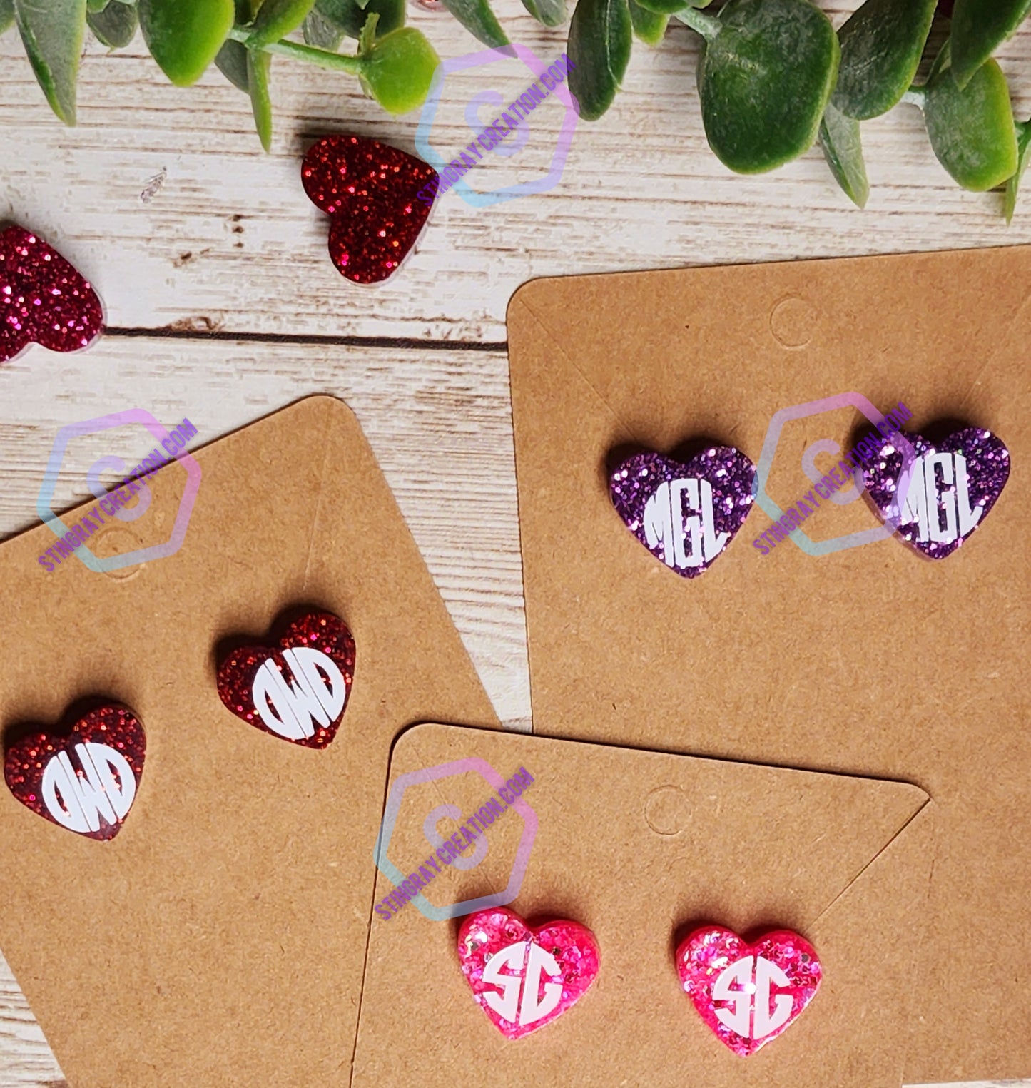 Monogram Valentines Earrings xoxo