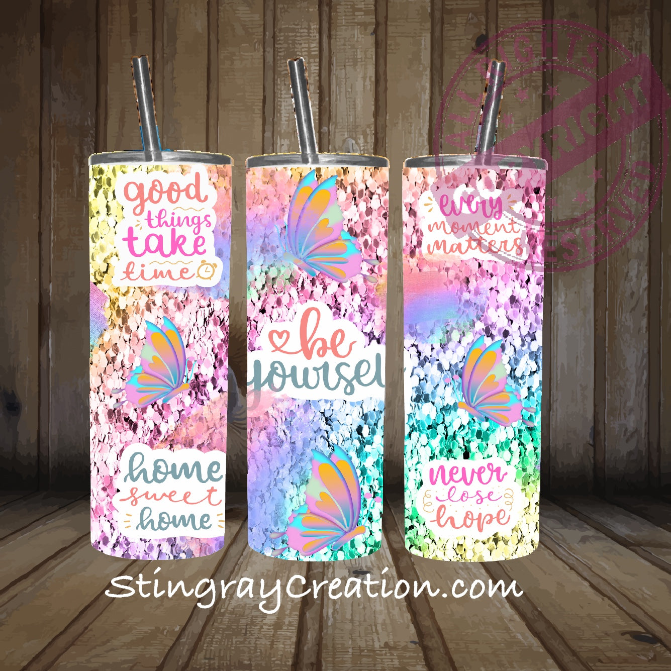 Butterfly Inspirational 20oz Skinny Tumbler | Motivational Tumbler with Straw