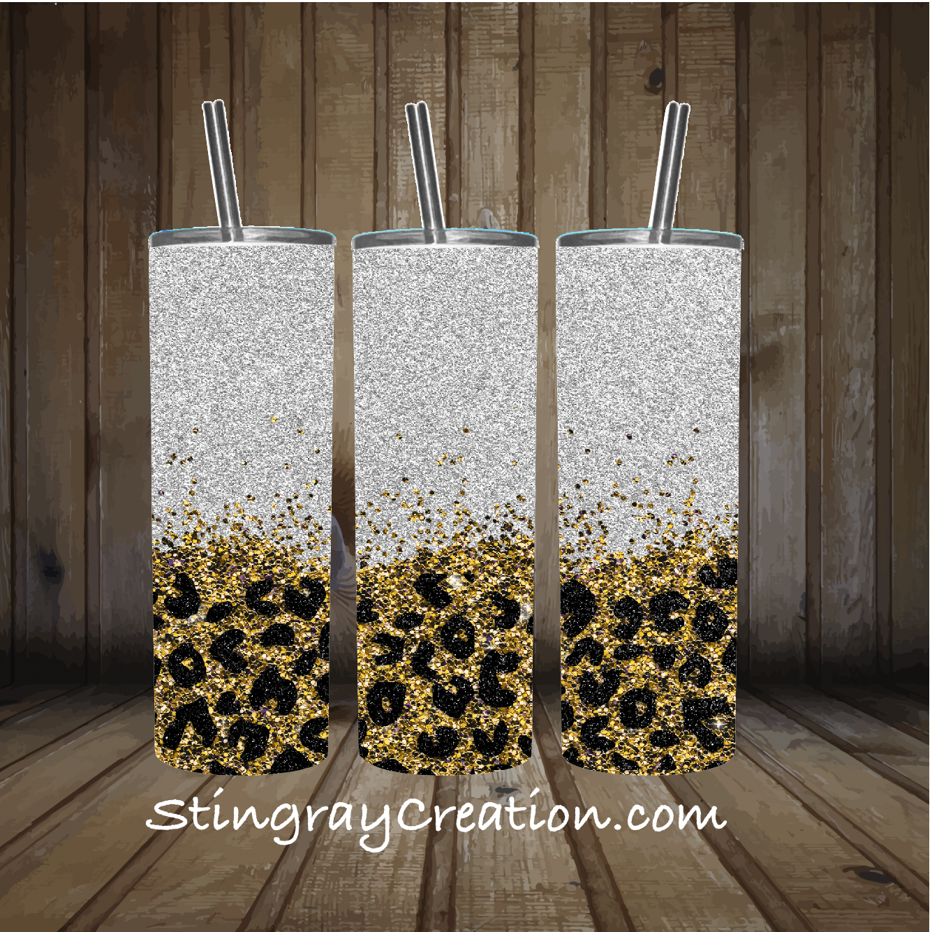 Glitter ombré leopard print