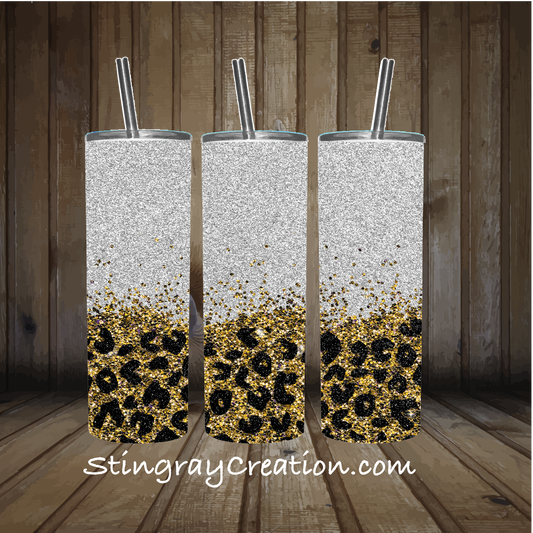 Glitter ombré leopard print