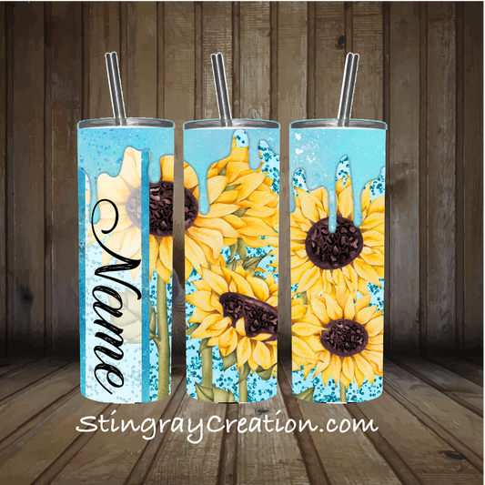 Blue sunflower drip (Add Name)